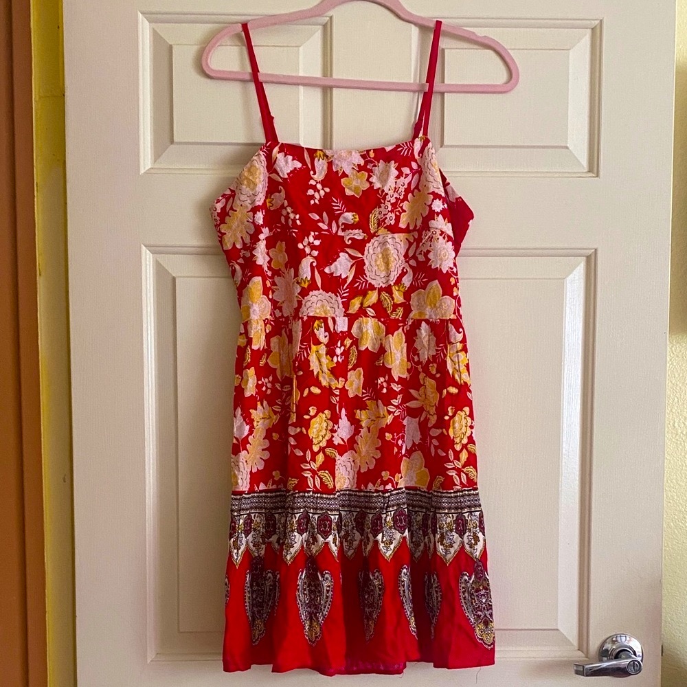 NWT BOG Collective Elegant Red Floral Midi Dress,Size M